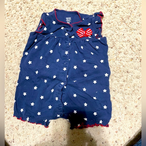 Baby Gap patriotic blue jumper with red ribbon - Picture 1 of 1